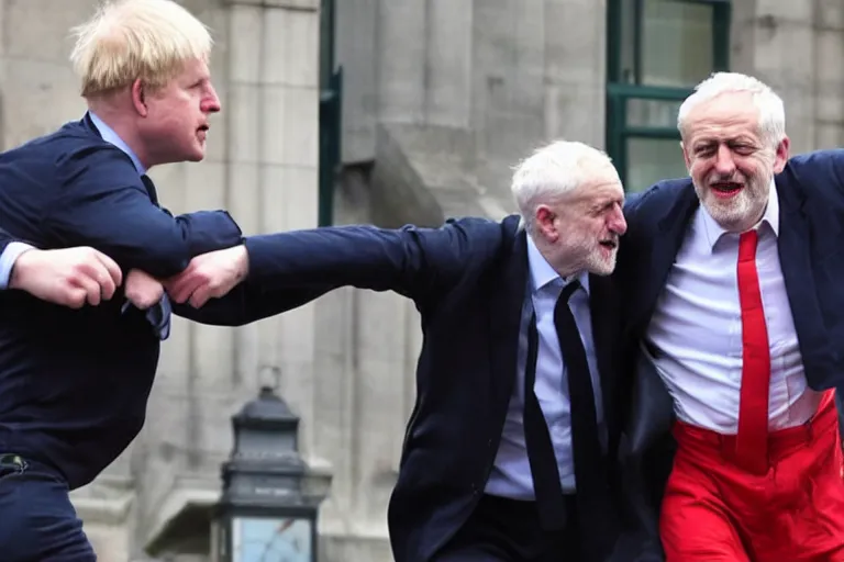 Image similar to jeremy corbyn punches boris johnson