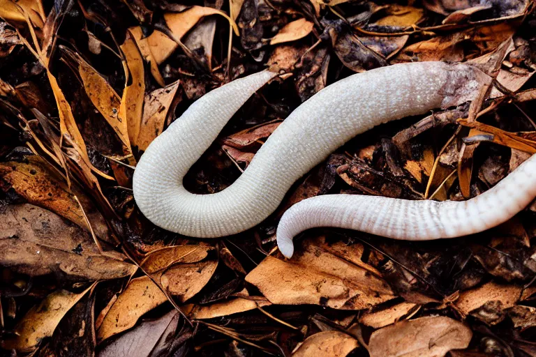 Image similar to a slug slithering on dead leaves in a forest, canon eos r 3, f / 1. 4, iso 2 0 0, 1 / 1 6 0 s, 8 k, raw, unedited, symmetrical balance, in - frame,