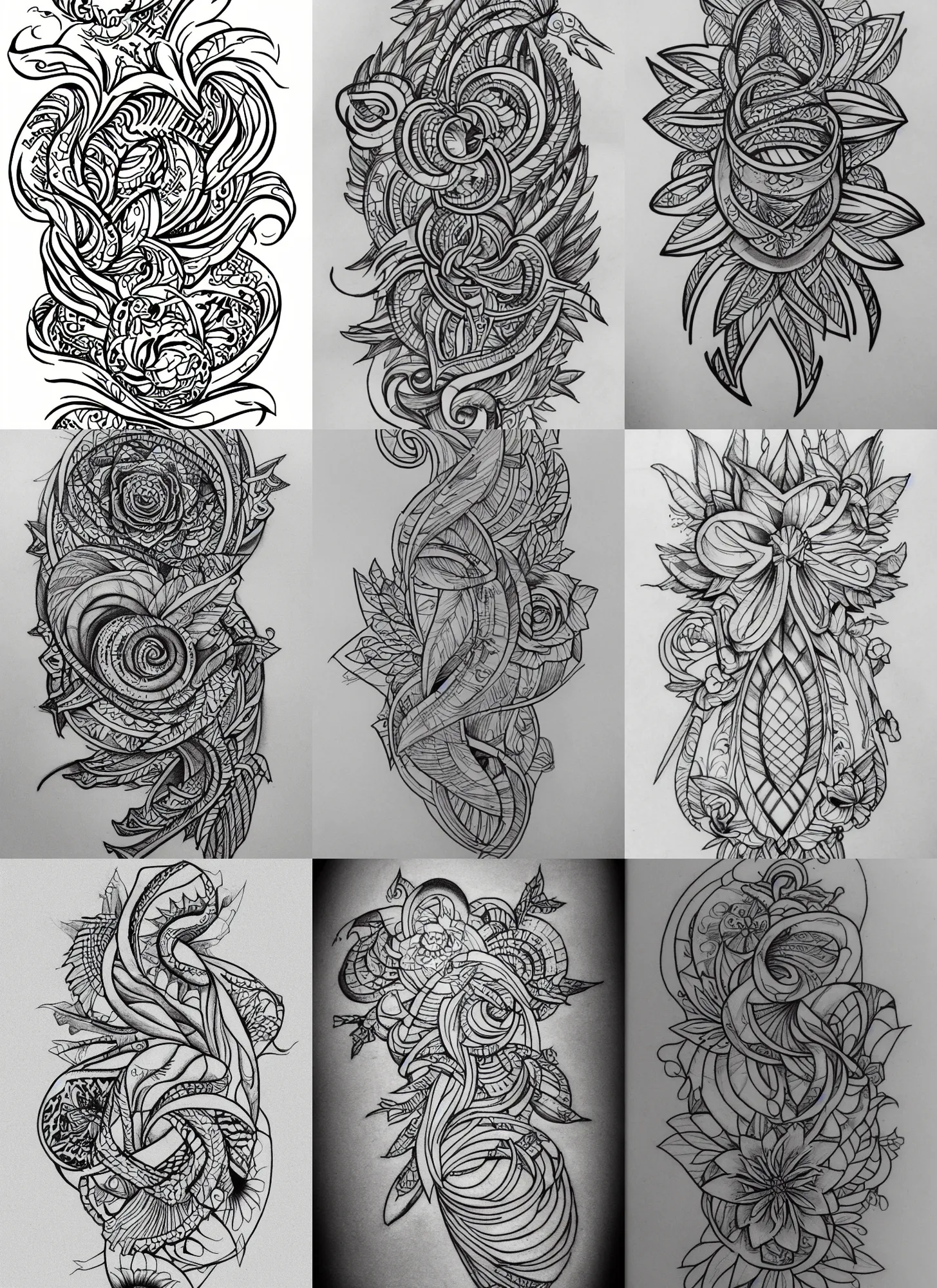 Prompt: Tattoo Design line sketch