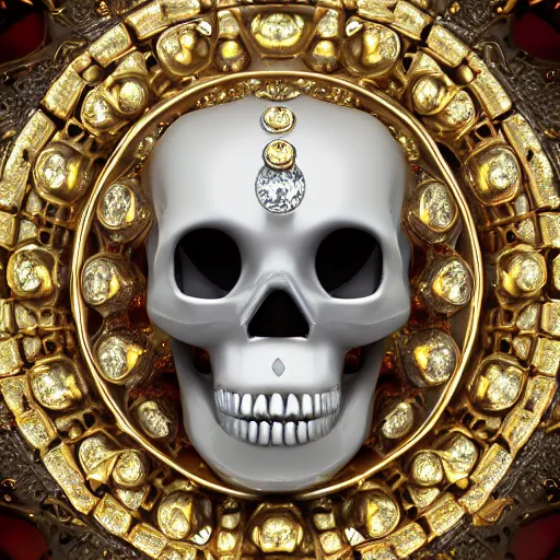 Image similar to an elegant diamond decorated skull, 8 k, cinematic lighting, soft render, symmetrical, insanely detailed, crisp, clarity, otherworldly, realistic, 8 k texture, hd, post processed, cleanup, photoshop