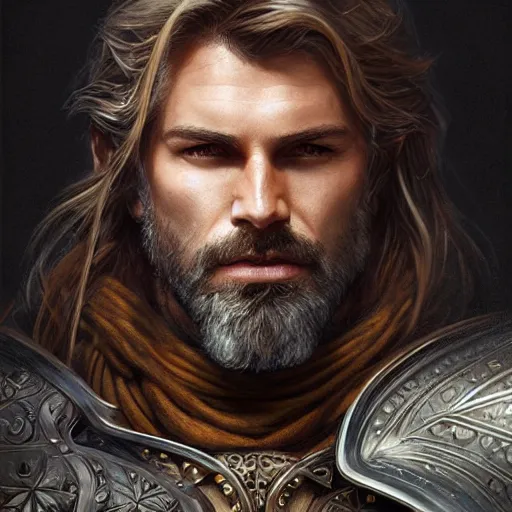 portrait of a ruggedly handsome paladin, soft hair, | Stable Diffusion