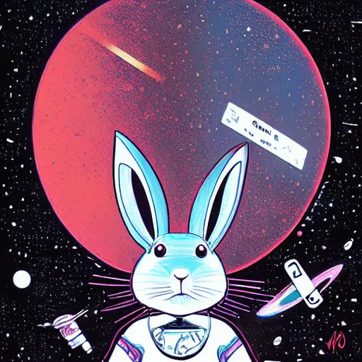 Image similar to A lost sci-fi rabbit, space rabbit, interstellar black hole, by James Jean And WLOPPRO