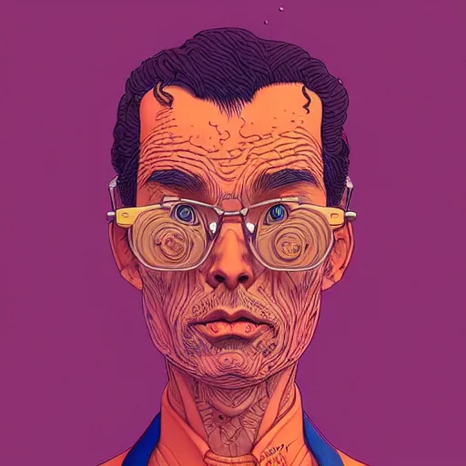 Image similar to highly detailed intricate masterpiece portrait painting of a scientist, sharp focus, award - winning, trending on artstation. josan gonzales moebius deathburger