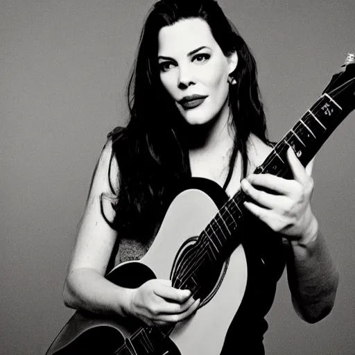 Image similar to a portrait of liv tyler playing guitar by steven taylor