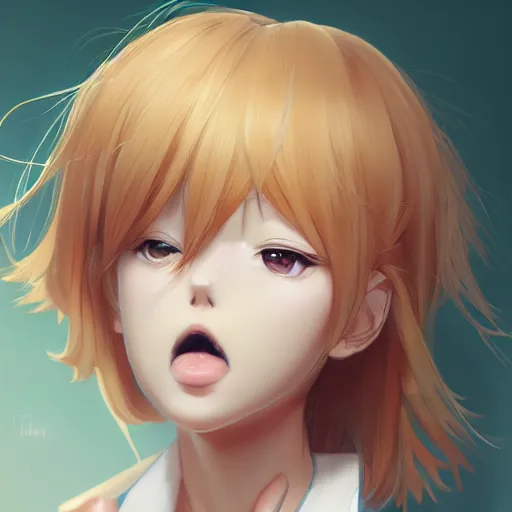 Prompt: An anime portrait of a beautiful happy girl with straight strawberry-blonde hair, brown eyes, wearing a shirt, closed mouth, child, by Stanley Artgerm Lau, WLOP, Rossdraws, James Jean, Andrei Riabovitchev, Marc Simonetti, and Sakimi chan, trending on artstation