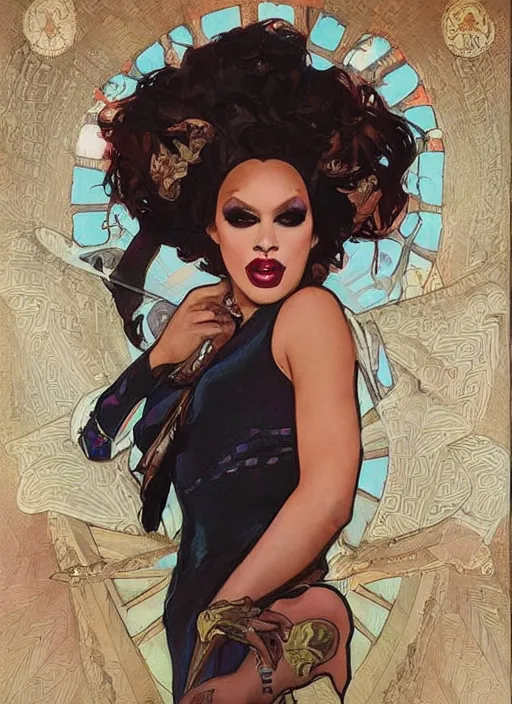 Prompt: bob the drag queen, painting by artgerm and greg rutkowski and alphonse mucha