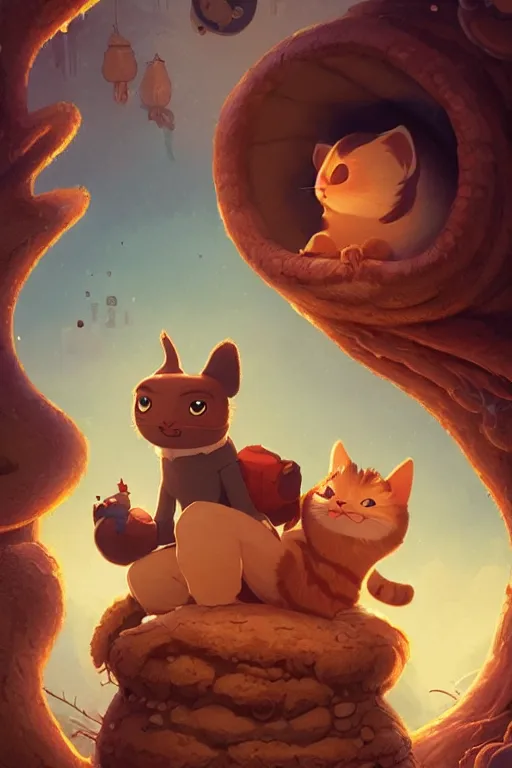 Prompt: round antropomorphic acorn and his cat friend in a slice of life movie, cerebri movie poster, by nuri iyem, james gurney, james jean, greg rutkowski, anato finnstark. pixar. hyper detailed, 5 0 mm, award winning photography, perfect faces