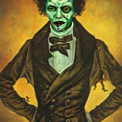 Prompt: alexander pushkin the zombie, realistic