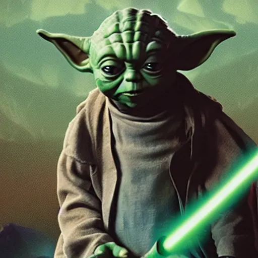 Prompt: Yoda in the movie poster for Portrait of a Lady on Fire