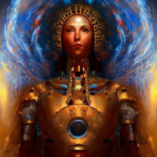 Image similar to a giant artificial intelligence creating god, oil painting, ultradetailed, artstation, ultradetailed, digital painting, ultradetailed