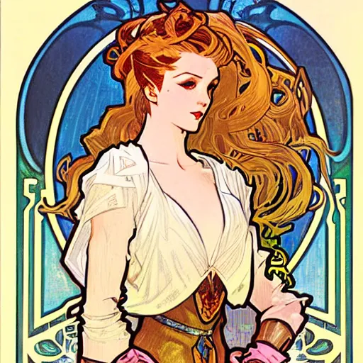 Image similar to portrait of lux from league of legends, art by alphonse mucha and greg ruthkowski