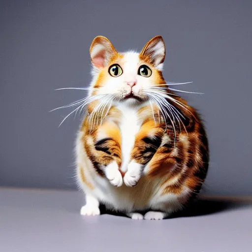 Prompt: a feline cat - hamster - hybrid. animal photography,