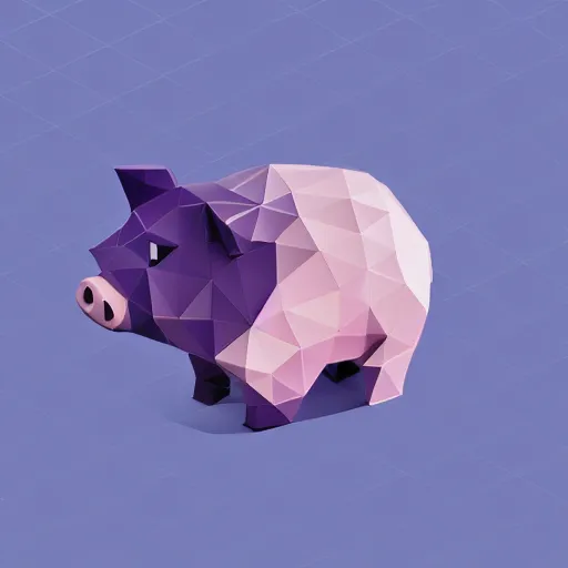 Prompt: low poly pig in an isometric view using a playstation 1 ps 1 aesthetics, asset, blank background