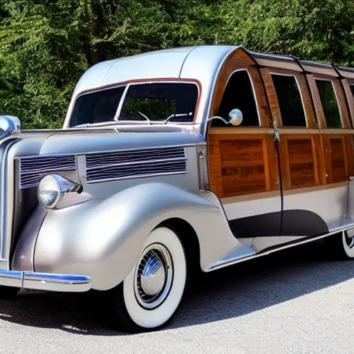 Image similar to photo of a 1 9 3 6 chrysler airstream at an auto show