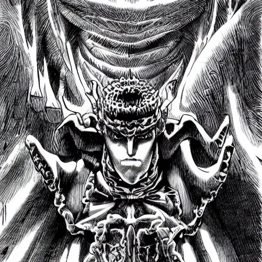 Prompt: The personification of evil, by kentaro miura