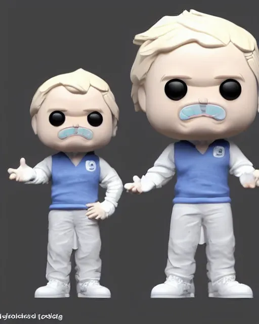 Image similar to full body 3d render of boris johnson as a funko pop, studio lighting, white background, blender, trending on artstation, 8k, highly detailed