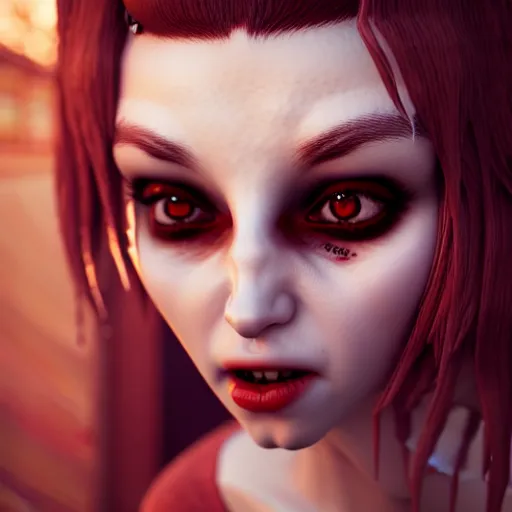 Image similar to cute vampire ultra realistic, concept art, intricate details, highly detailed, photorealistic, octane render, 8 k, unreal engine,