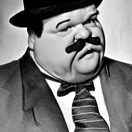 Image similar to live-action-Wario-hollywood movie casting, played by Oliver-Hardy, posing for poster photography