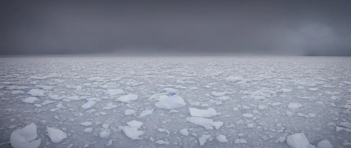 Image similar to a high quality color creepy atmospheric extreme closeup shot hd 4 k film 3 5 mm photograph of a blizzard in desolate antarctica ice field