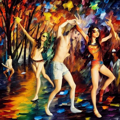 Image similar to rave dance party by arthur adamas, charlie bowater, leonid afremov, chiho ashima, karol bak, david bates, tom chambers