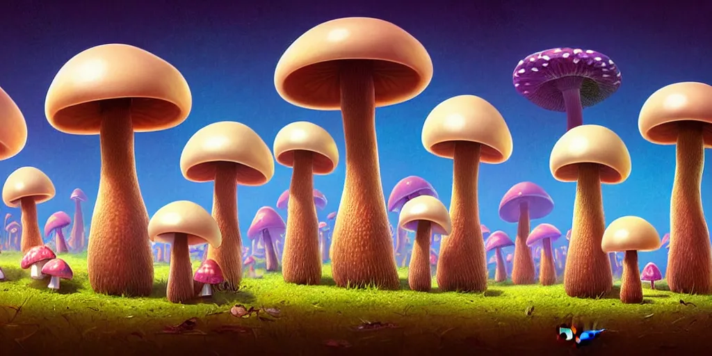 Image similar to 360 degree equirectangular, anthropomorphic mushroom family portrait, Art Deco nature, fantasy, Pixar cute character design, intricate art deco mushroom patterns, elegant, sharp focus, art by Artgerm and beeple and Greg Rutkowski and WLOP, 360 degree equirectangular, 360 monoscopic equirectangular