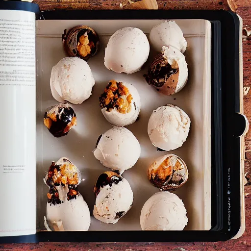 Prompt: cookbook photo of roach ice cream