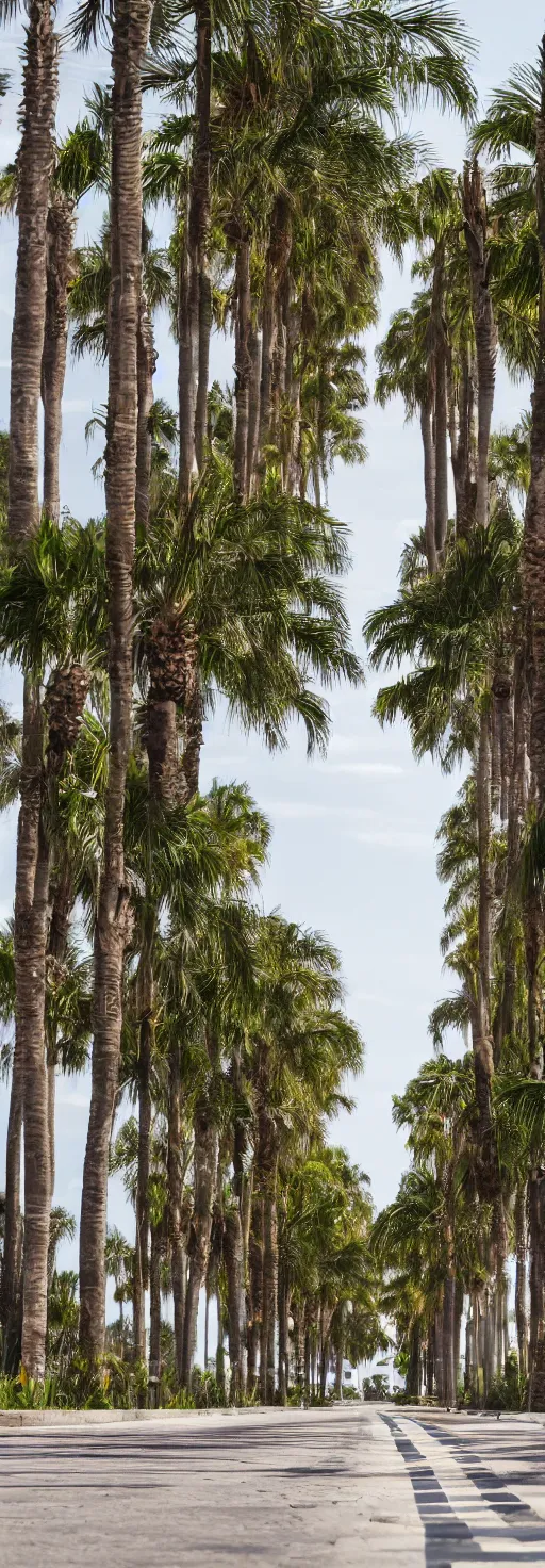 Image similar to depth of field photo of sidewalk with bike path, palm trees, accessible for the disabled, by professional photographer, 8 k resolution, photo, high quality