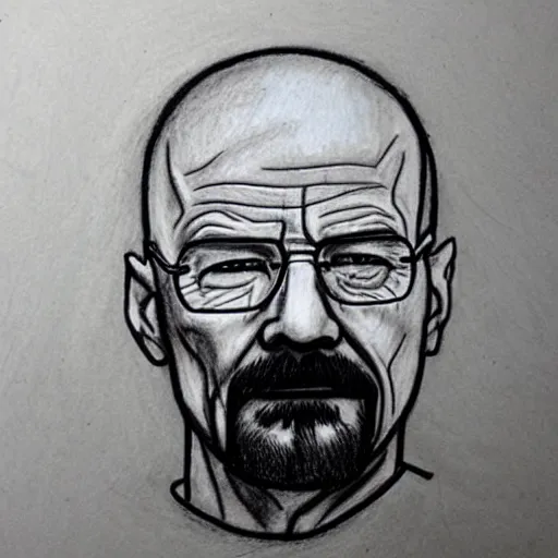 Image similar to walter white crayon drawing, drawn by a 3 - year - old