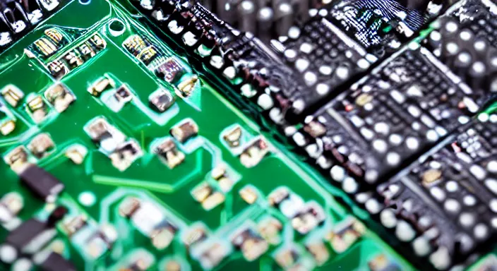 Prompt: closeup of a circuitboard, studio lighting, product photography