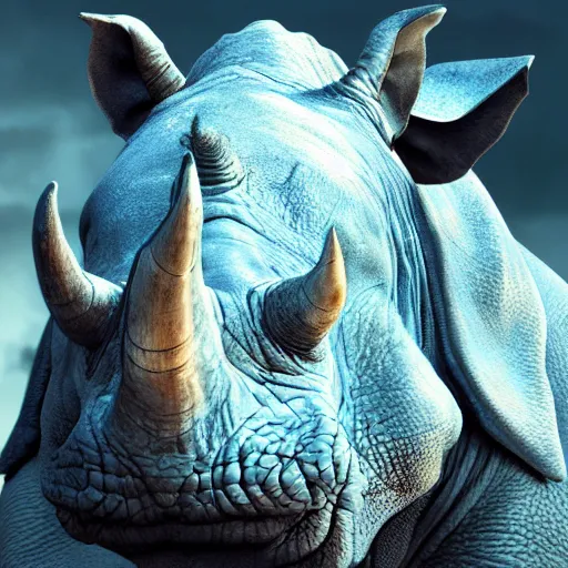 Prompt: A blue Rhinoceros wearing paladin armor, front facing bust shot, intricate artwork by Tooth Wu and greg rutkowski and artgerm and justin gerard, cinematic, hyper realism, high detail, octane render, unreal engine, 8k, Vibrant colors, Smooth gradients, High contrast, depth of field, aperture f2.8