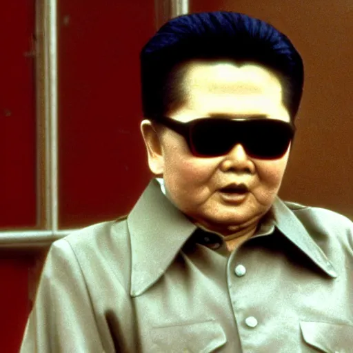 Image similar to movie still of Kim Jong-il wearing a white hockey mask in the role of Jason Voorhees from Friday the 13th (1980), Cooke Varotal 20-100mm T3.1, 35mm film