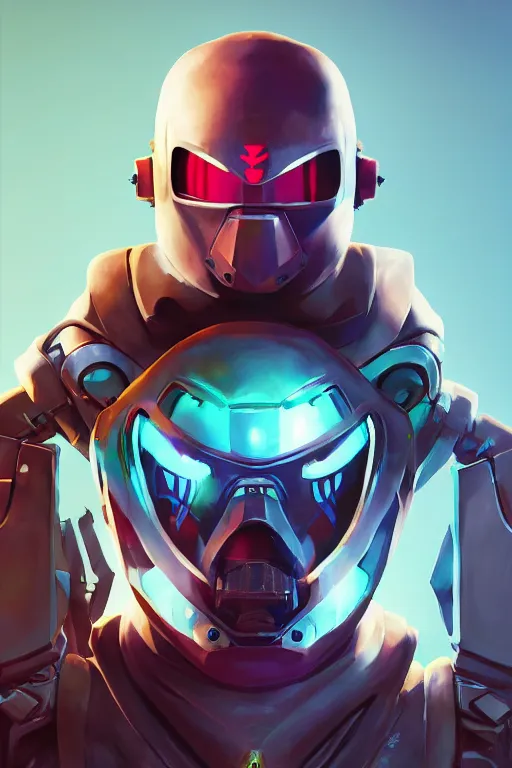 Image similar to epic mask helmet robot ninja portrait stylized as fornite style game design fanart by concept artist gervasio canda, behance hd by jesper ejsing, by rhads, makoto shinkai and lois van baarle, ilya kuvshinov, rossdraws global illumination radiating a glowing aura global illumination ray tracing hdr render in unreal engine 5