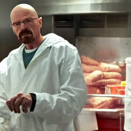 Prompt: walter white in a soup kitchen