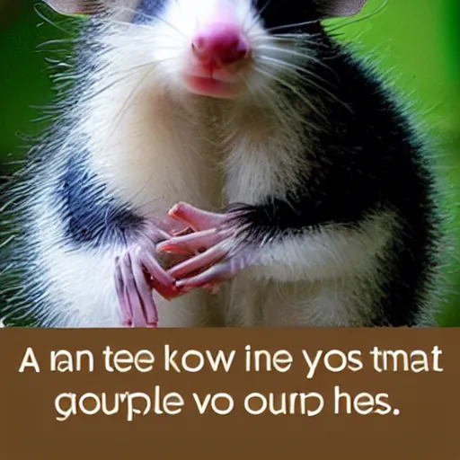 Prompt: an opossum with motivational text