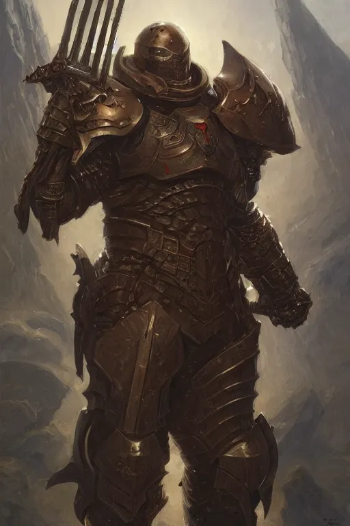 Image similar to the doomslayer as a realistic fantasy d & d knight, fullbody portrait art by donato giancola and greg rutkowski, realistic face, digital art, trending on artstation, center frame