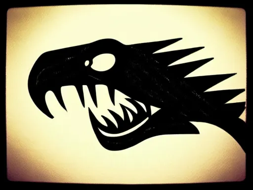 Prompt: pen sketch!!! of a stylized angry energetic dynamic velociraptor!!! sports logo!!! black and white