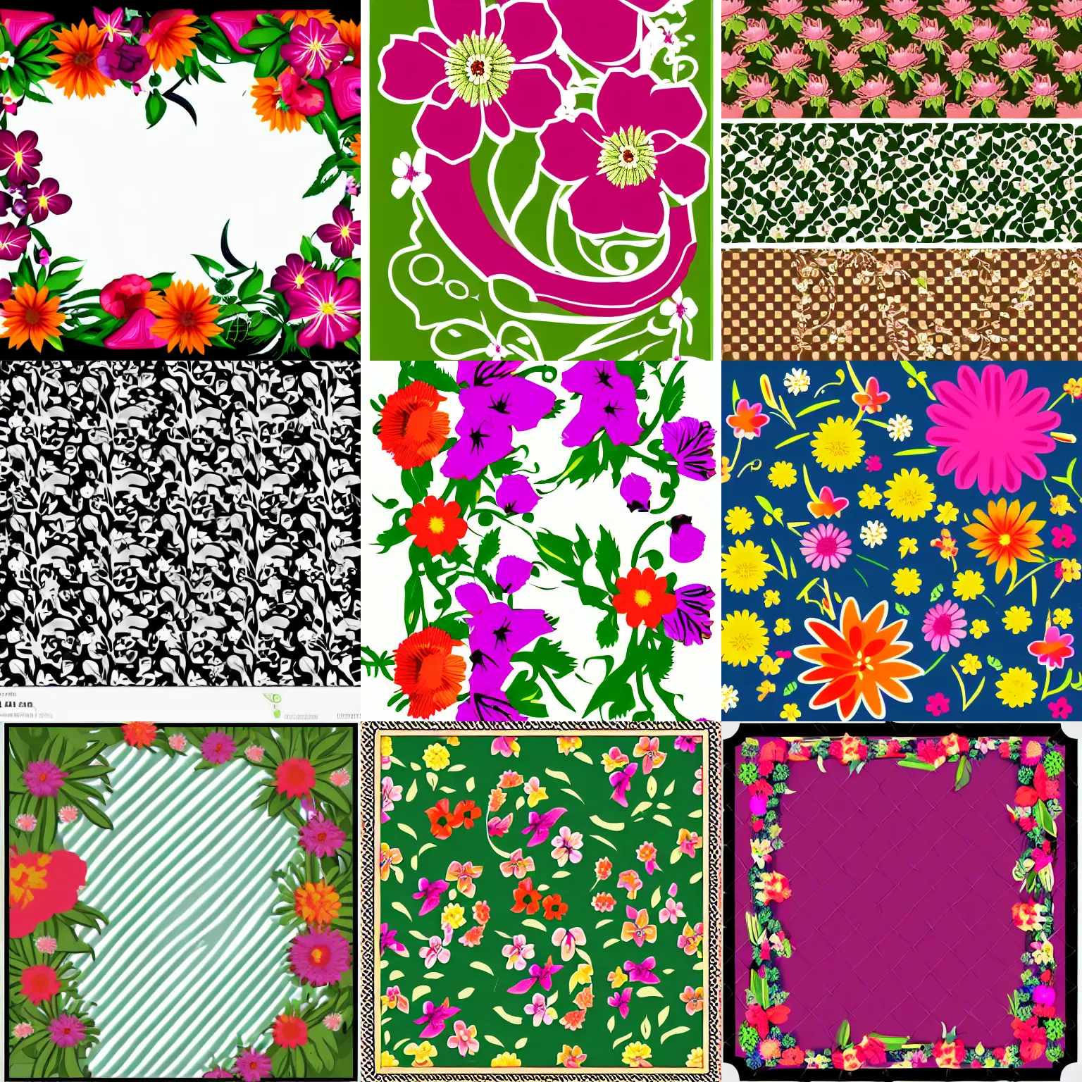 Prompt: clipart borders, floral