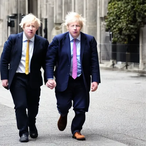 Image similar to venti from genshin impact holding hands with boris johnson