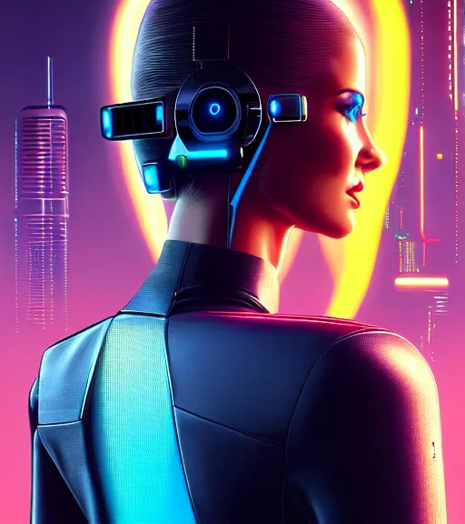 Image similar to cable plugged in, side of head, very very beautiful woman, cyberdeck computer terminal, chrome jacket, 1 9 7 9 omni magazine cover, style by vincent di fate, cyberpunk 2 0 7 7, very coherent, detailed, 4 k resolution, unreal engine, daz