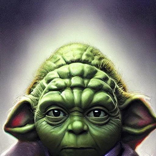 Image similar to Yoda looking at the camera, sharp image, 4k, art by Donato Giancola and Bayard Wu, digital art, trending on artstation