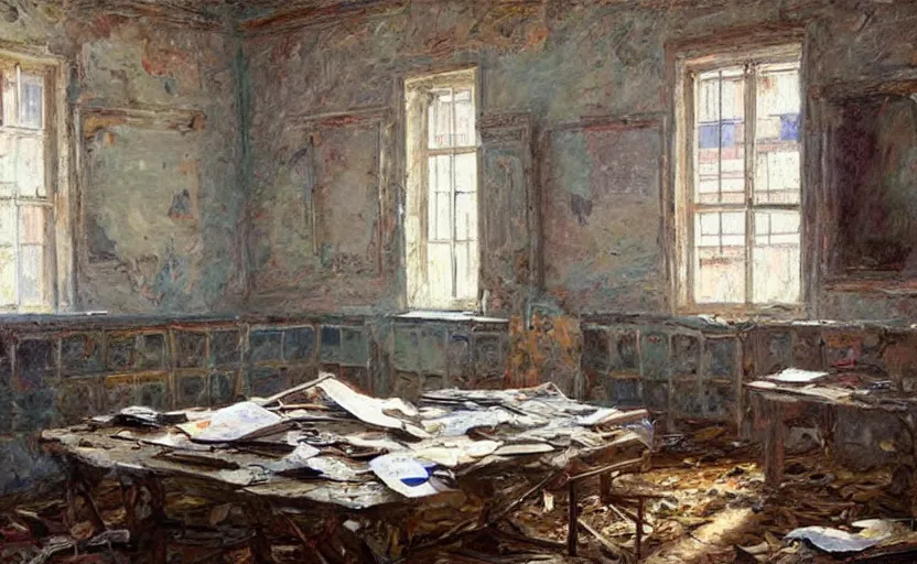 Image similar to Abandoned school. By Konstantin Razumov, highly detailded