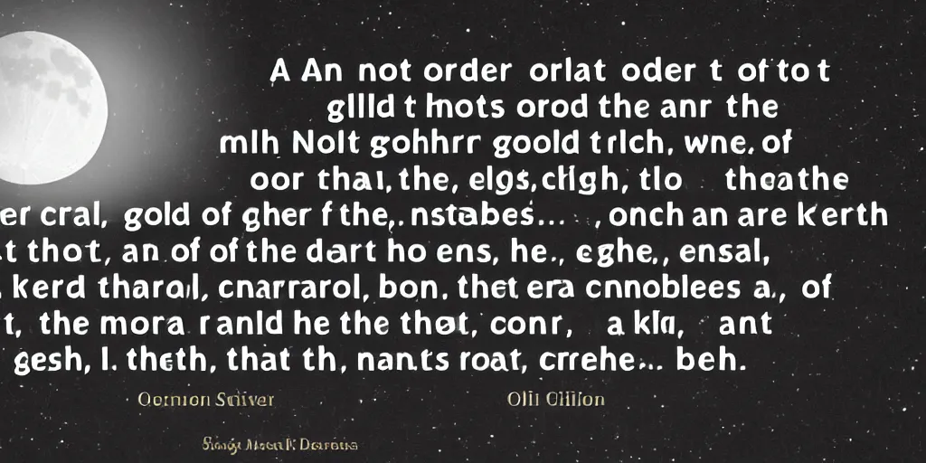 Image similar to an order not of gold, but the stars and moon of the chill night. i would keep them far from the earth beneath our feet. and have the certainties of sight, emotion, faith, and touch... all become impossibilities.