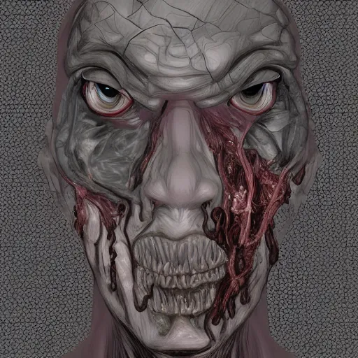 Image similar to digital art of a body horror human created by trevor henderson and tyedied