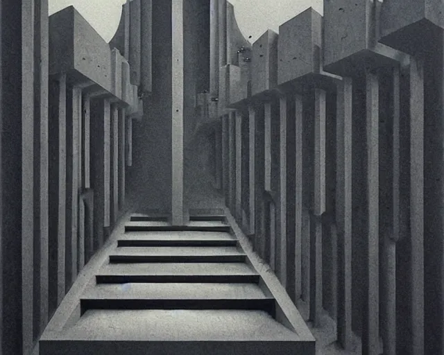 Prompt: surreal brutalism. futuristic art movement