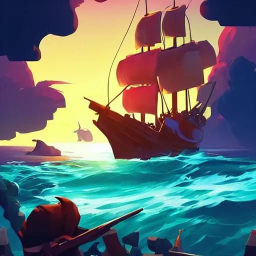 Image similar to painting treasure on sea of thieves game smooth median photoshop filter cutout vector, behance hd by jesper ejsing, by rhads, makoto shinkai and lois van baarle, ilya kuvshinov, rossdraws global illumination