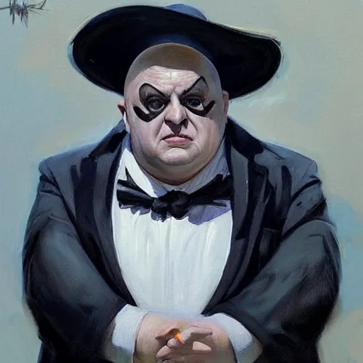 Image similar to greg manchess portrait painting of uncle fester from addams family as overwatch character, medium shot, asymmetrical, profile picture, organic painting, sunny day, matte painting, bold shapes, hard edges, street art, trending on artstation, by huang guangjian and gil elvgren and brom