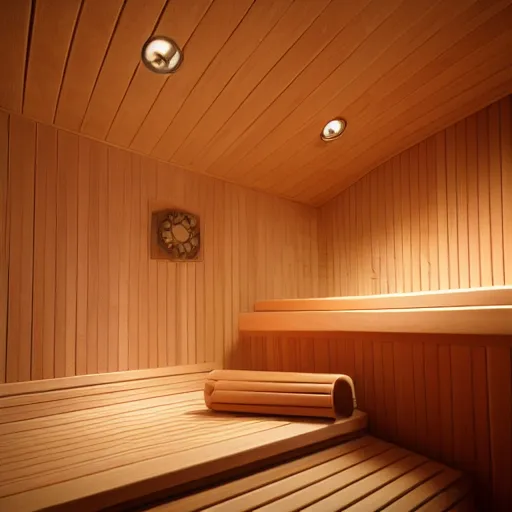 Prompt: a cozy sauna