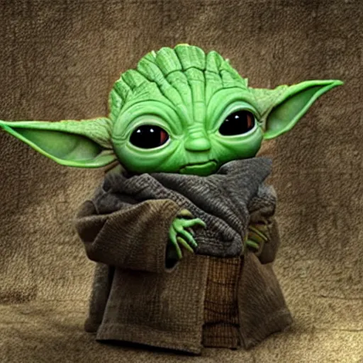 Image similar to Groot Baby Yoda take a picture together 4K quality super realistic