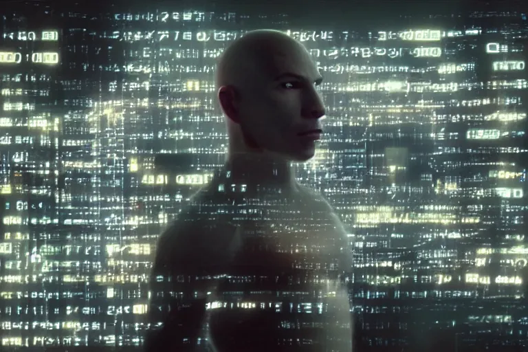 Image similar to cyborg - pitbull, surrounded by screens, in 2 0 5 5, y 2 k cybercore, industrial low - light photography, still from a kiyoshi kurosawa movie