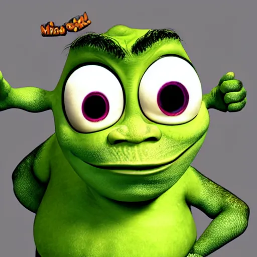 Image similar to shocked mike wazowski fusion shrek